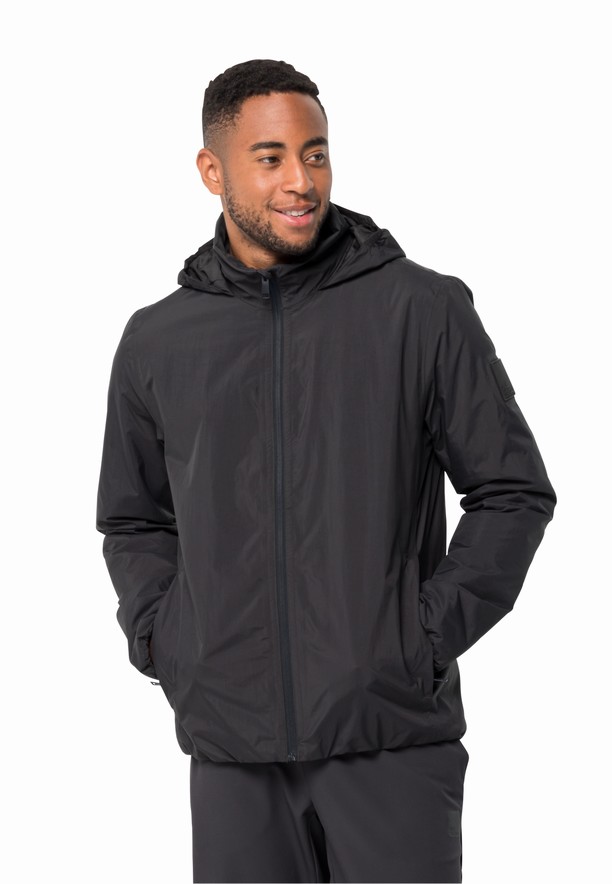 Black Men Jack Wolfskin Textor Rain Jackets | 72787822