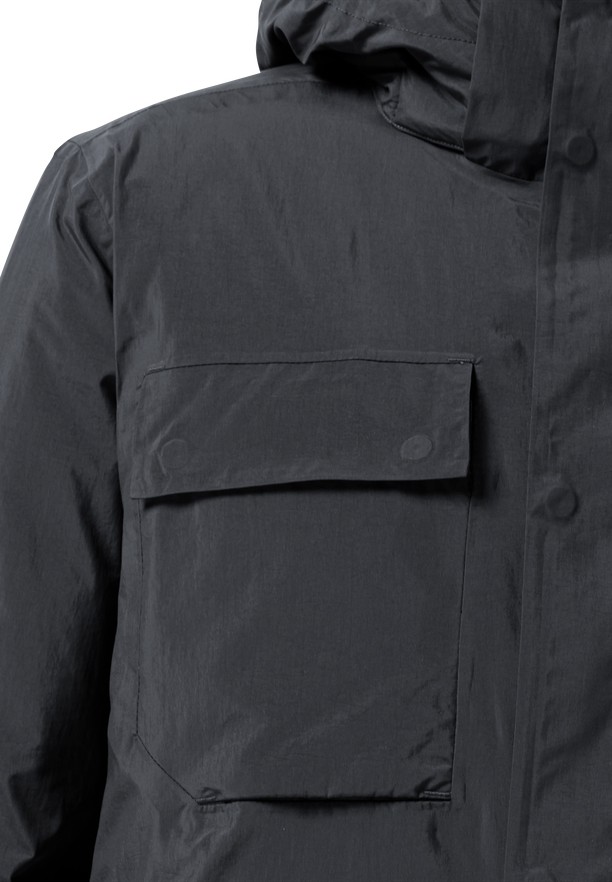 Black Men Jack Wolfskin Textor Utility Winter Jackets | 83700495