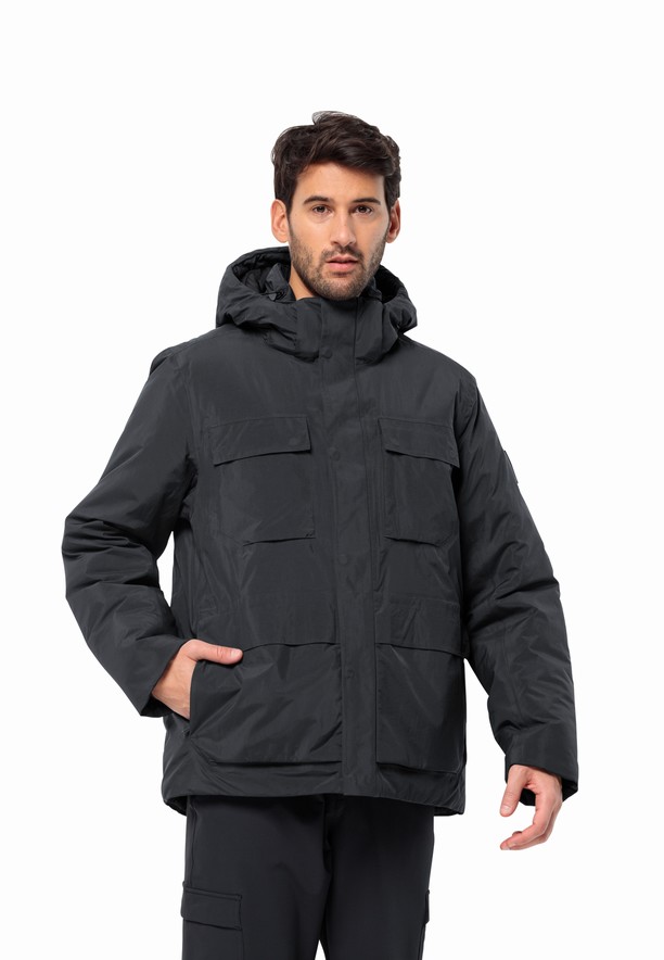 Black Men Jack Wolfskin Textor Utility Winter Jackets | 83700495