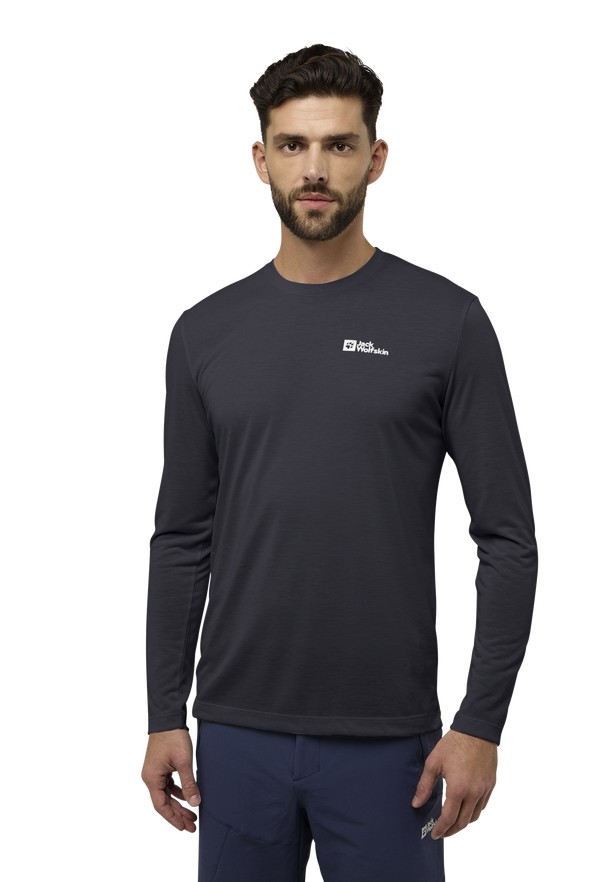 Black Men Jack Wolfskin Vonnan Ls T Shirts | 74950590