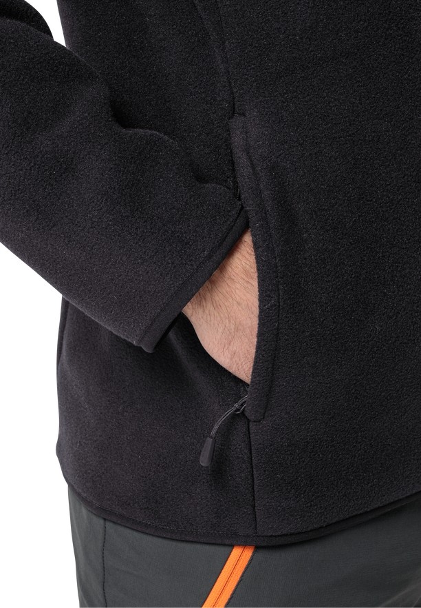 Black Men Jack Wolfskin Waldsteig Fz Fleece Jackets | 35398130