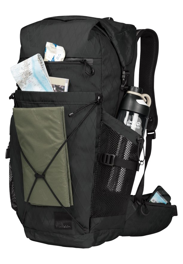 Black Men Jack Wolfskin Wandermood Rolltop 30 Hiking Backpack | 45935051