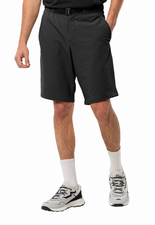 Black Men Jack Wolfskin Wandermood Shorts | 84409699