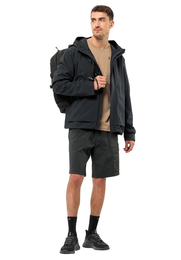 Black Men Jack Wolfskin Wanderthirst Shorts | 81456940