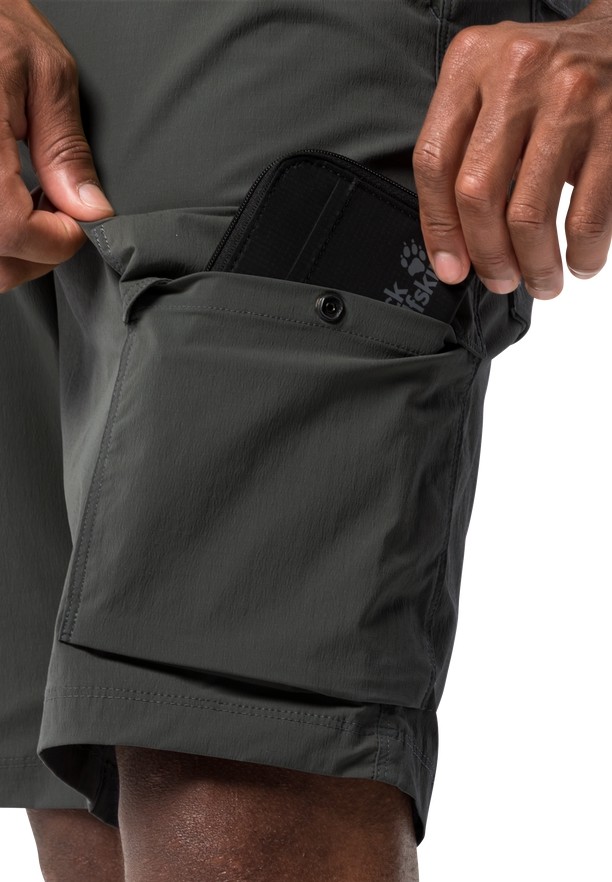 Black Men Jack Wolfskin Wanderthirst Shorts | 81456940