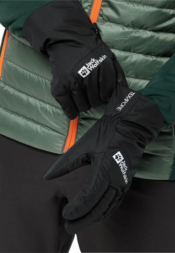 Black Men Jack Wolfskin Winter Basic Gloves | 48153656