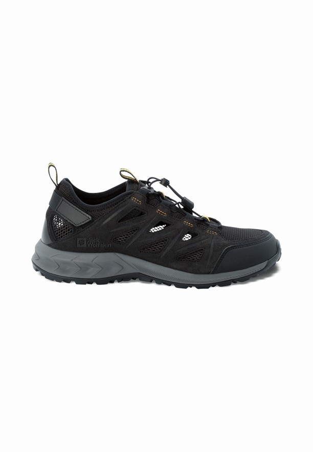 Black Men Jack Wolfskin Woodland 2 Hybrid Low Hiking Shoes | 74105123