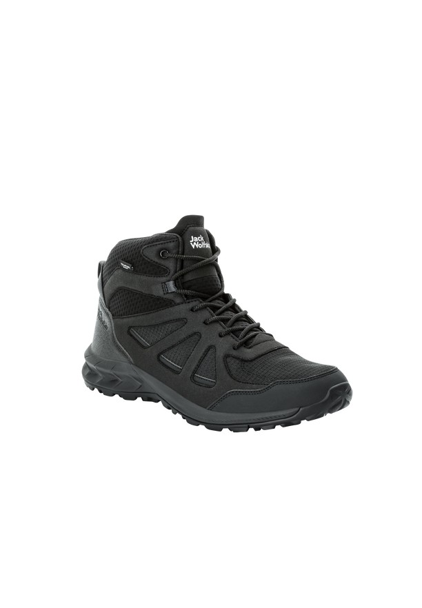 Black Men Jack Wolfskin Woodland 2 Texapore Mid Hiking Shoes | 94077052