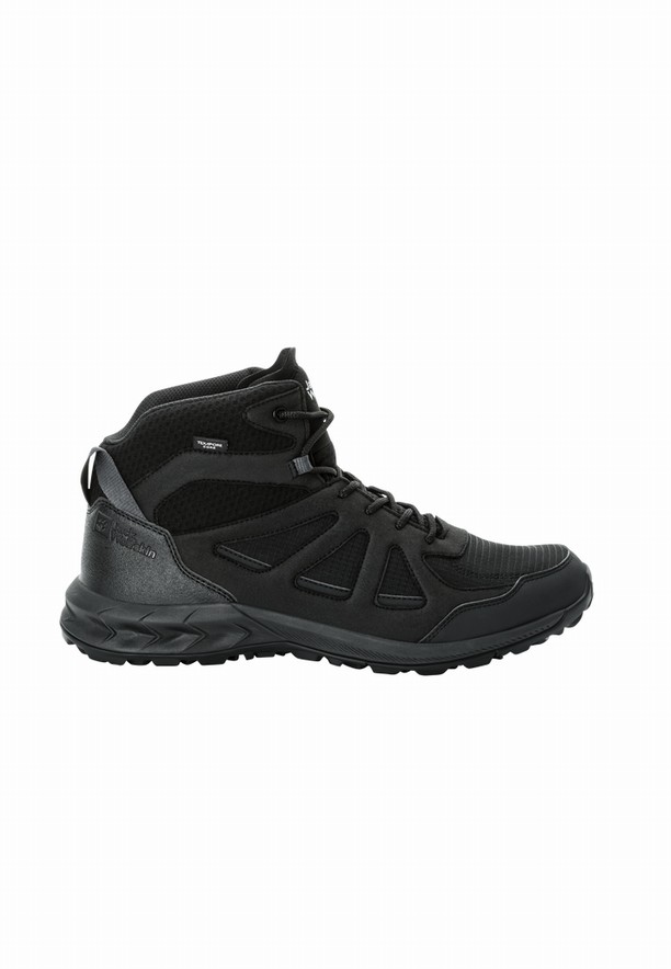 Black Men Jack Wolfskin Woodland 2 Texapore Mid Hiking Shoes | 94077052