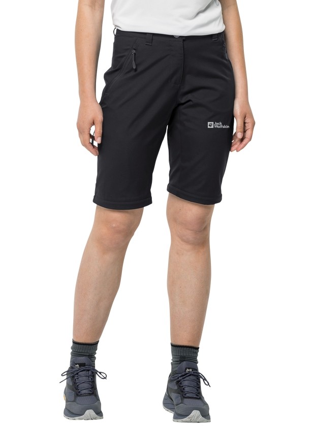 Black Women Jack Wolfskin Active Track Zip Off Hiking Pants | 35278908