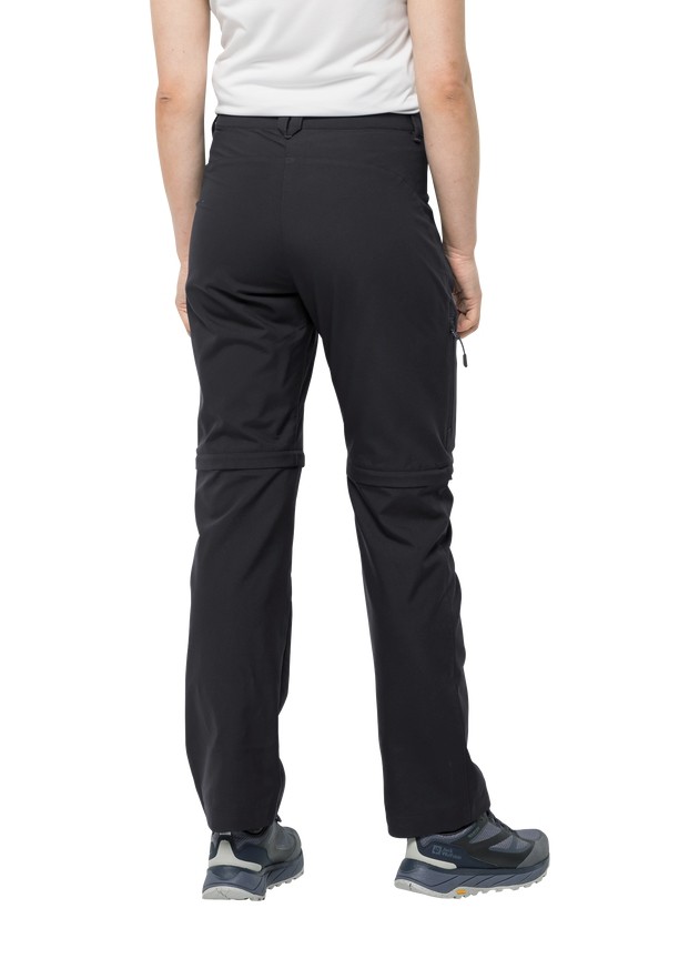 Black Women Jack Wolfskin Active Track Zip Off Hiking Pants | 35278908