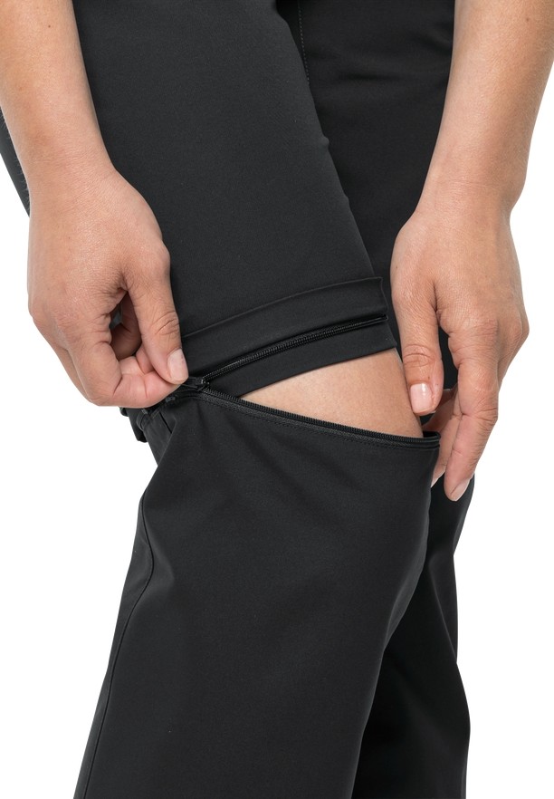 Black Women Jack Wolfskin Active Track Zip Off Hiking Pants | 35278908