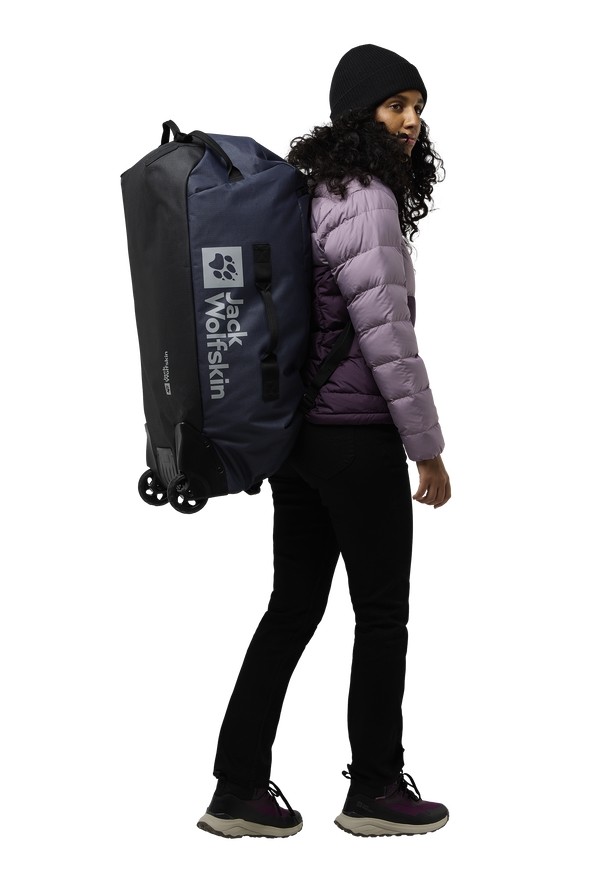 Black Women Jack Wolfskin All-in Wheeler 90 Duffle Bags | 26189813