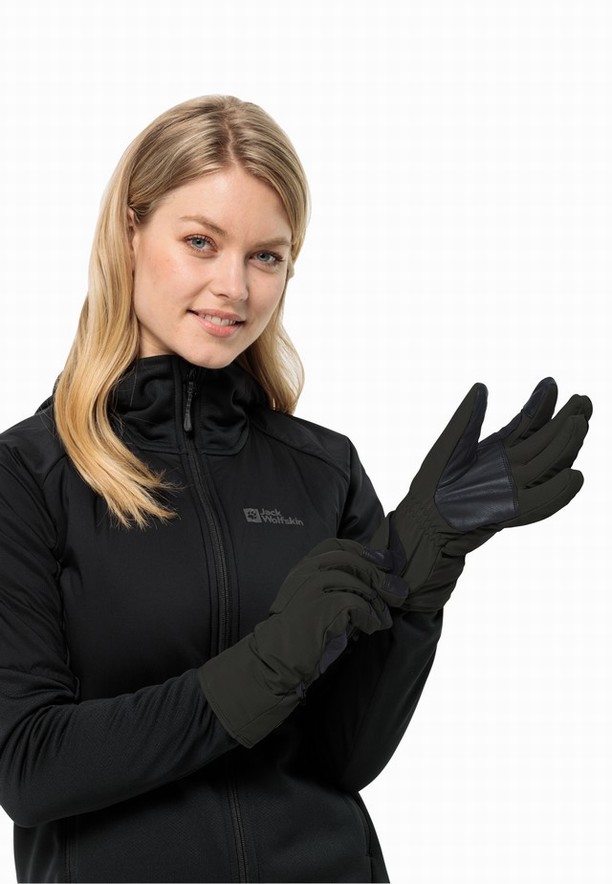 Black Women Jack Wolfskin Alpspitze Merino Gloves | 20078344