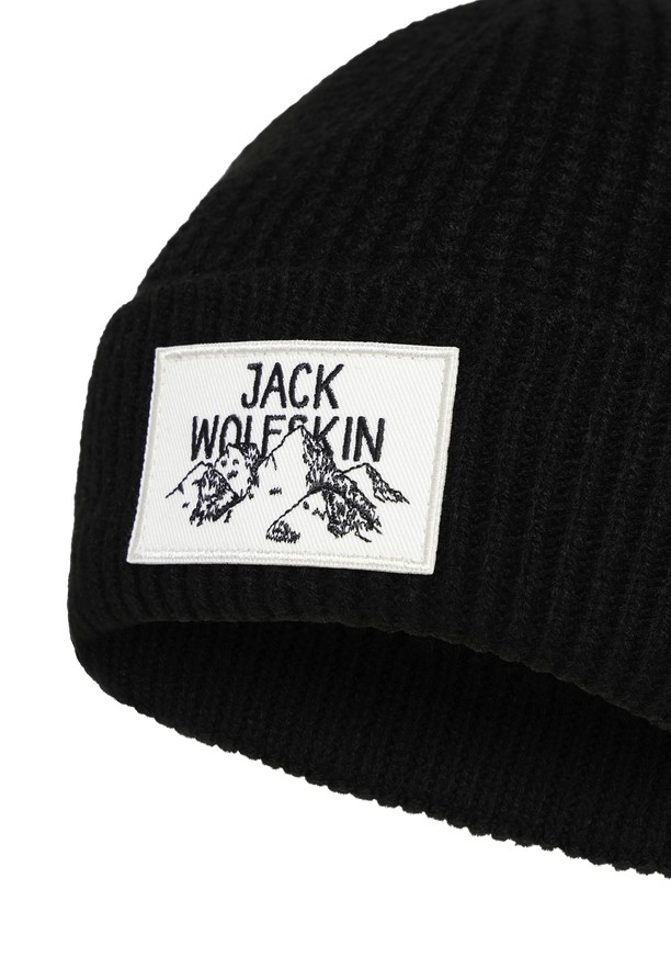Black Women Jack Wolfskin Badge Beanie | 31041751