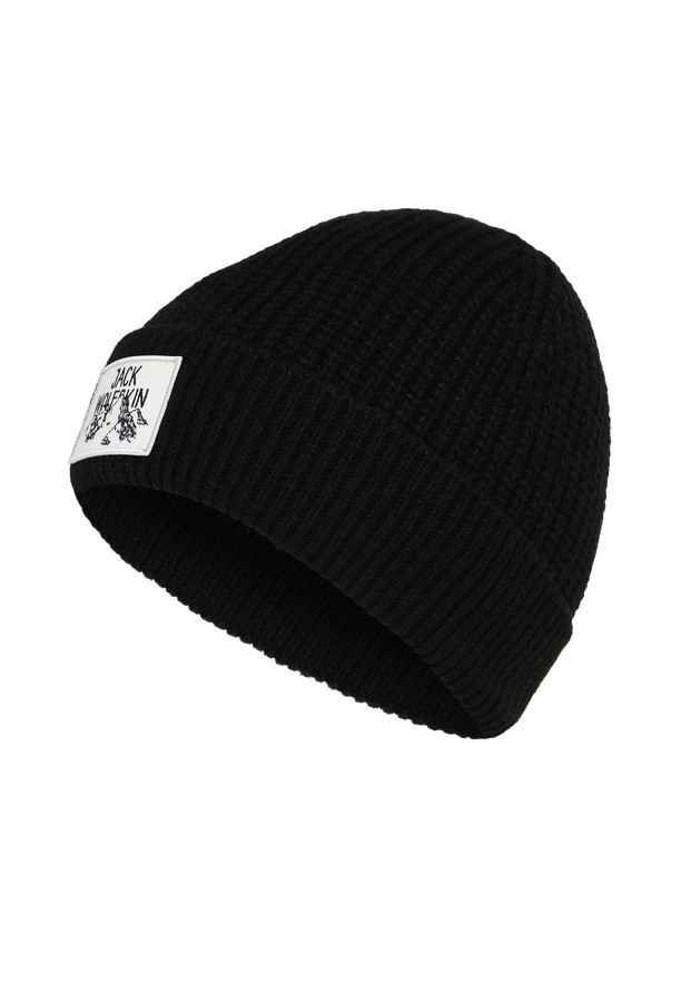 Black Women Jack Wolfskin Badge Beanie | 31041751