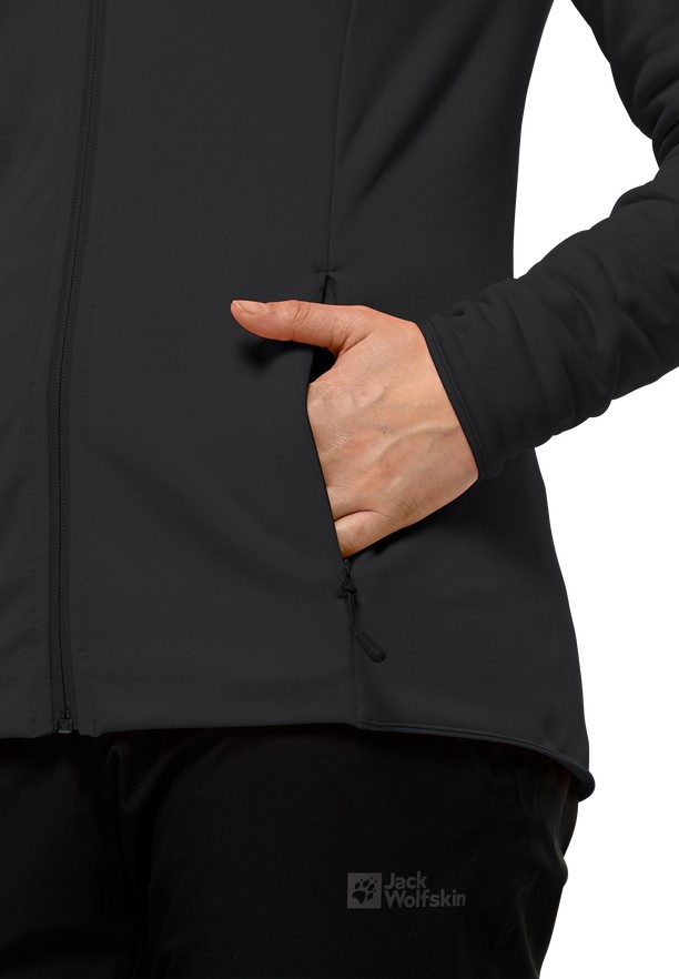 Black Women Jack Wolfskin Baiselberg Hooded Fz Fleece Jackets | 50608904