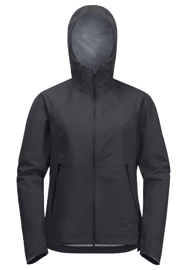 Black Women Jack Wolfskin Bike Commute Mono Rain Jackets | 61142917