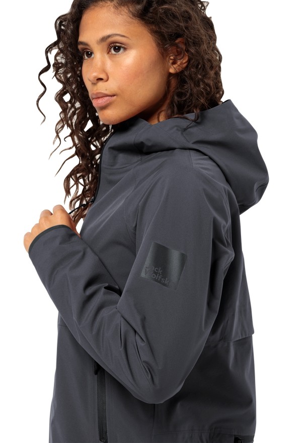 Black Women Jack Wolfskin Bike Commute Mono Rain Jackets | 61142917