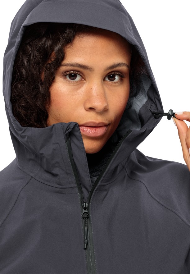 Black Women Jack Wolfskin Bike Commute Mono Rain Jackets | 61142917