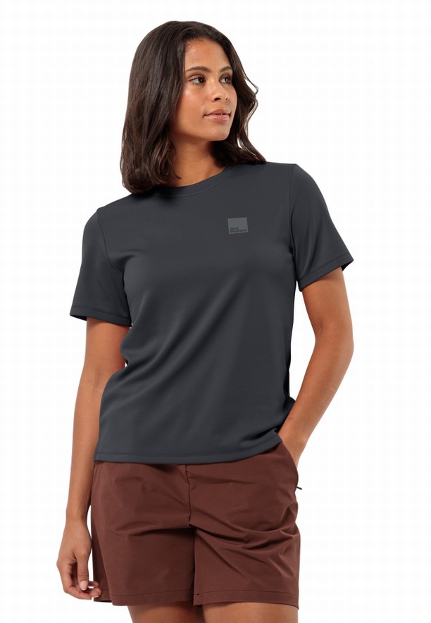 Black Women Jack Wolfskin Bike Commute T Shirts | 48815345