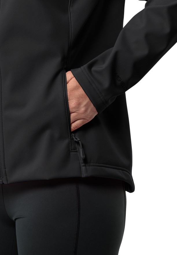 Black Women Jack Wolfskin Bornberg Hoody Softshell Jackets | 80340945