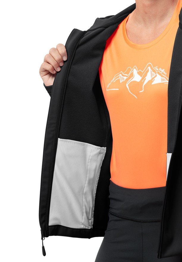 Black Women Jack Wolfskin Bornberg Hoody Softshell Jackets | 80340945