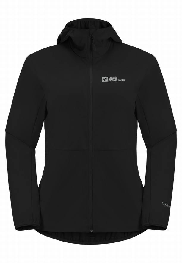 Black Women Jack Wolfskin Feldberg Hoody Softshell Jackets | 17148948