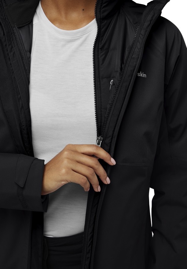 Black Women Jack Wolfskin Glaabach 3in1 Jackets | 87505031