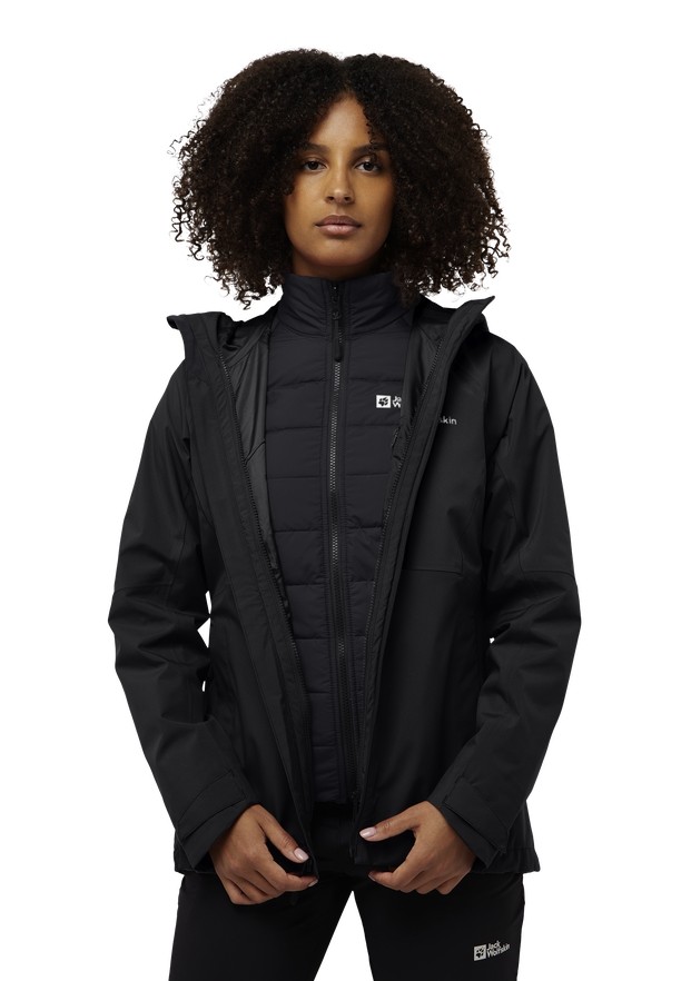 Black Women Jack Wolfskin Glaabach 3in1 Jackets | 87505031