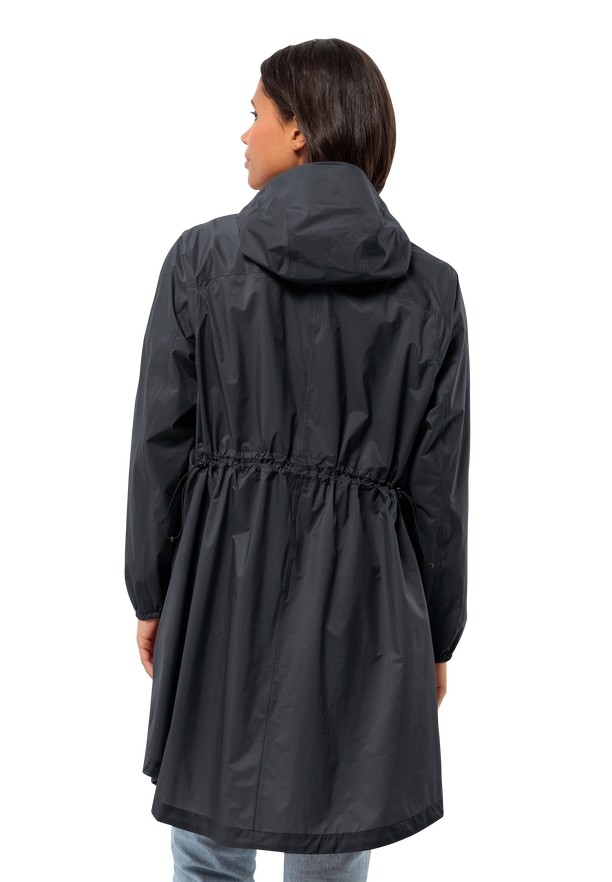 Black Women Jack Wolfskin Gutleut Rain Coats | 83935147