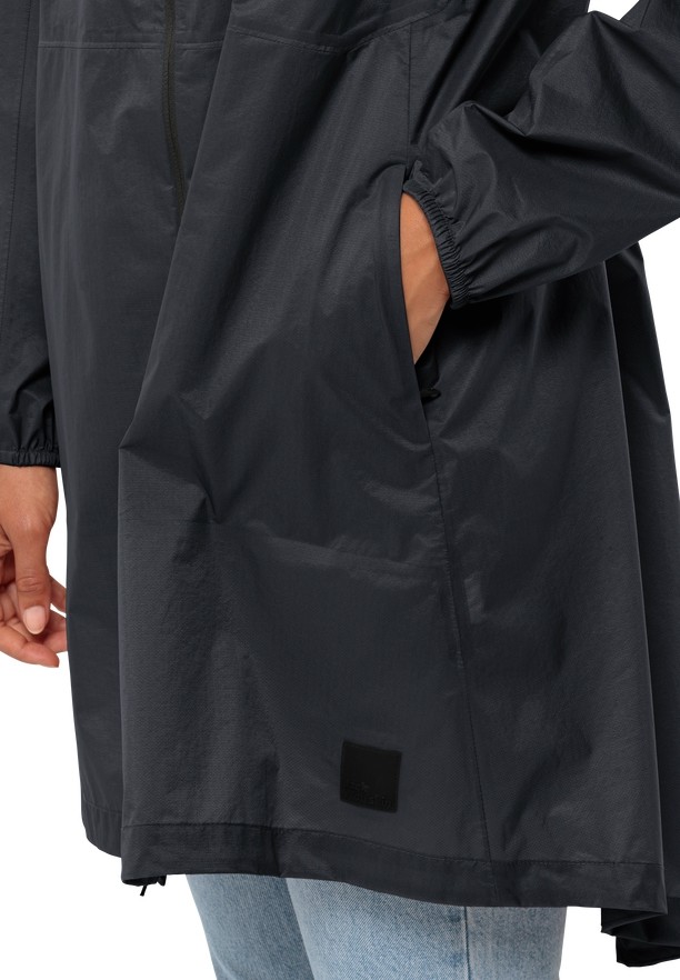 Black Women Jack Wolfskin Gutleut Rain Coats | 83935147