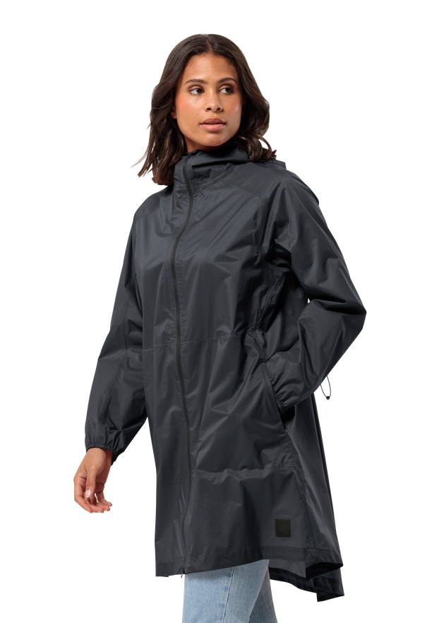 Black Women Jack Wolfskin Gutleut Rain Coats | 83935147