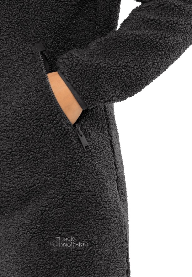 Black Women Jack Wolfskin High Curl Coats | 92030226