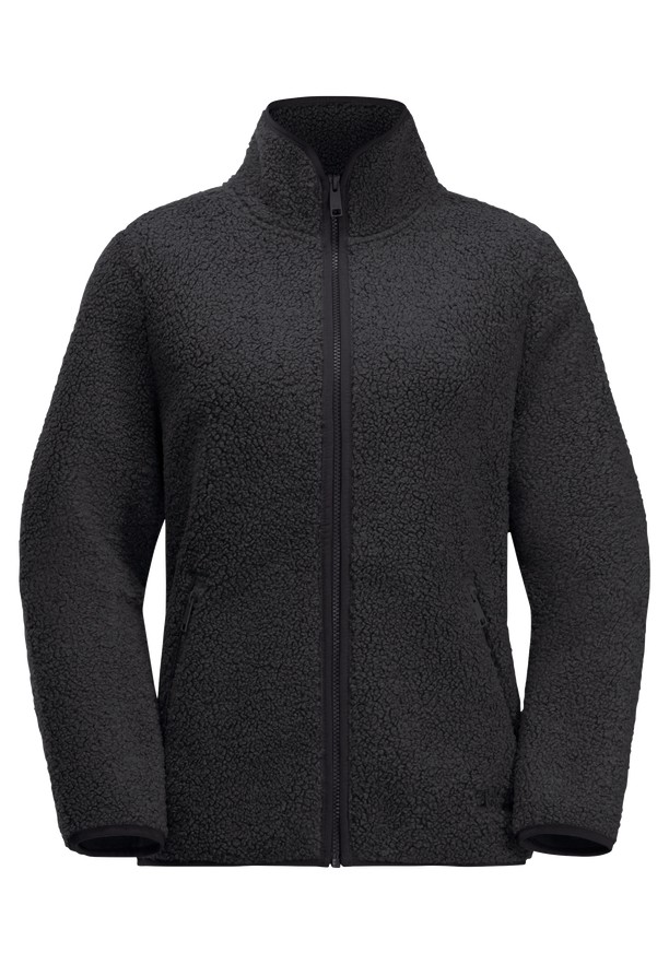 Black Women Jack Wolfskin High Curl Fleece Jackets | 40657390
