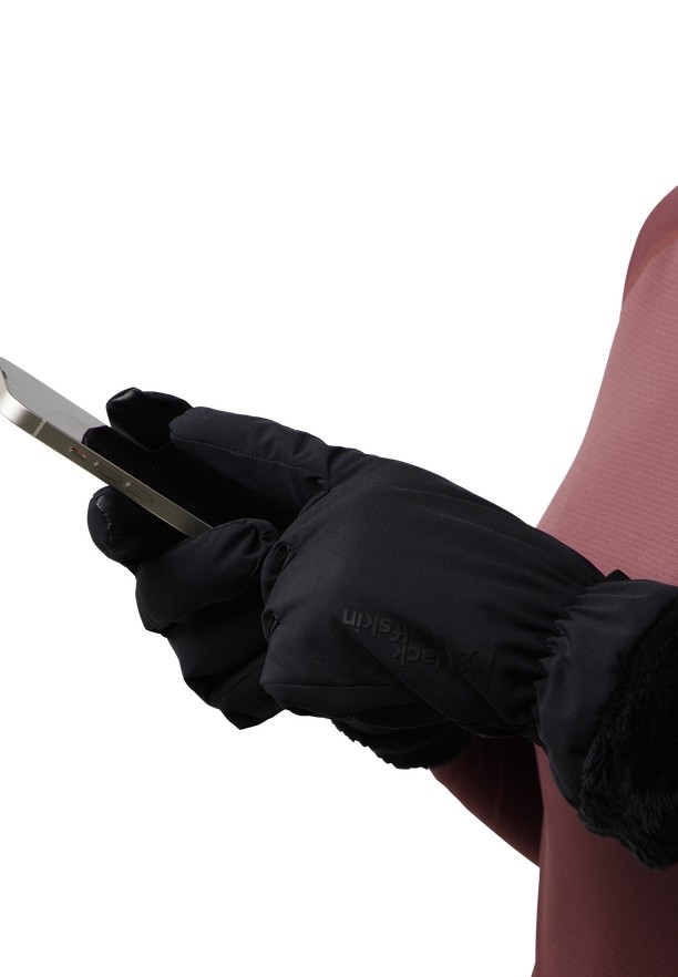Black Women Jack Wolfskin Highloft Gloves | 90212028