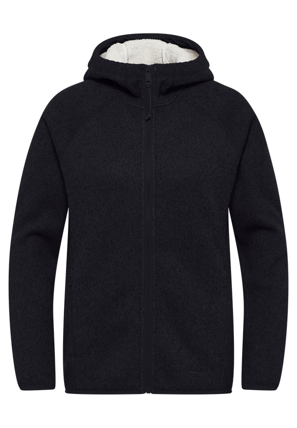 Black Women Jack Wolfskin Kaminfeuer Hooded Fleece Jackets | 40564804