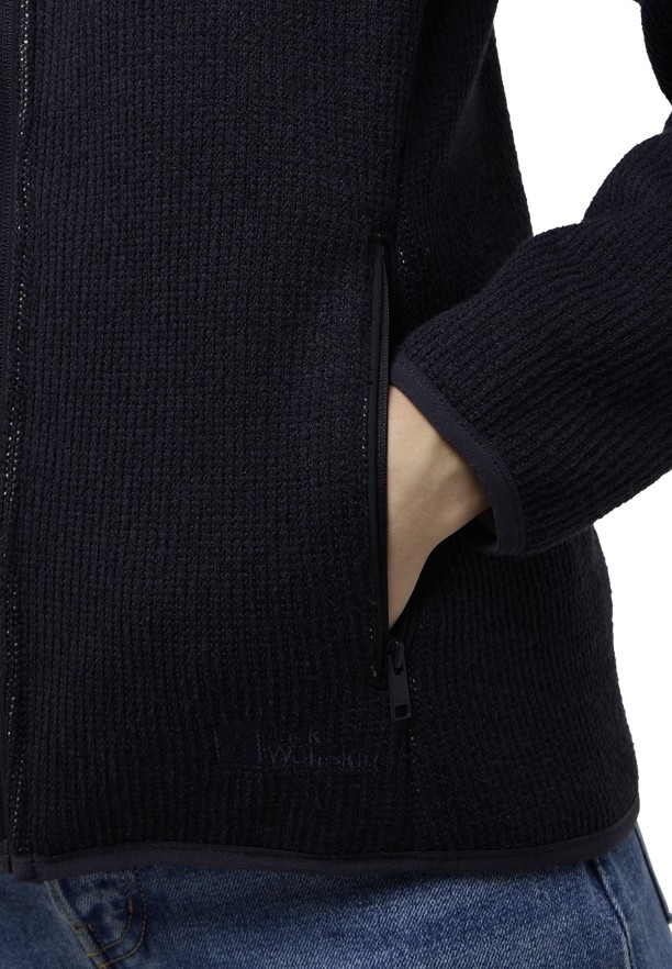 Black Women Jack Wolfskin Kaminfeuer Hooded Fleece Jackets | 40564804