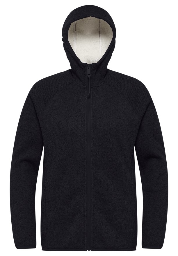 Black Women Jack Wolfskin Kaminfeuer Hooded Fleece Jackets | 40564804