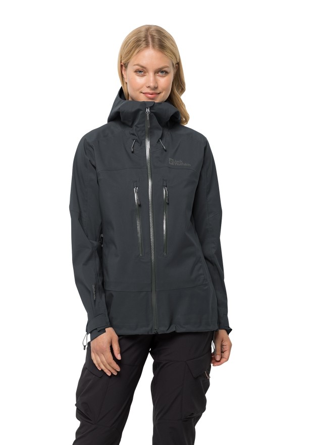 Black Women Jack Wolfskin Kammweg 3l Rain Jackets | 62961272