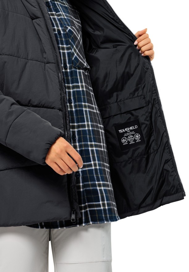 Black Women Jack Wolfskin Karolinger Long Coats | 40118516
