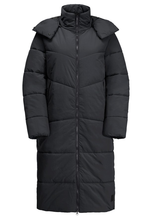 Black Women Jack Wolfskin Karolinger Long Coats | 93614891