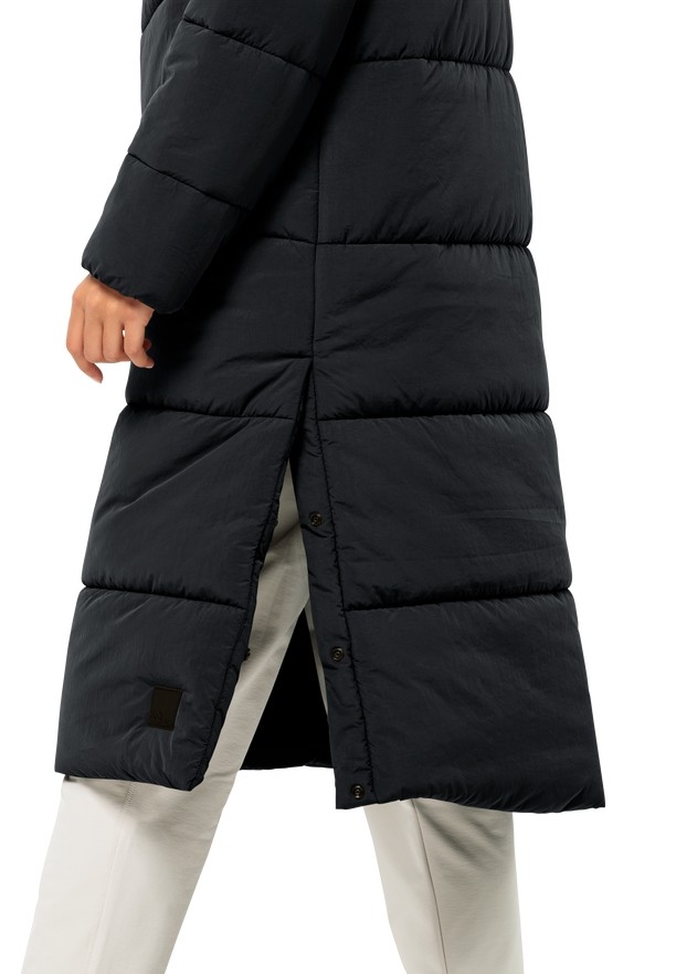 Black Women Jack Wolfskin Karolinger Long Coats | 93614891