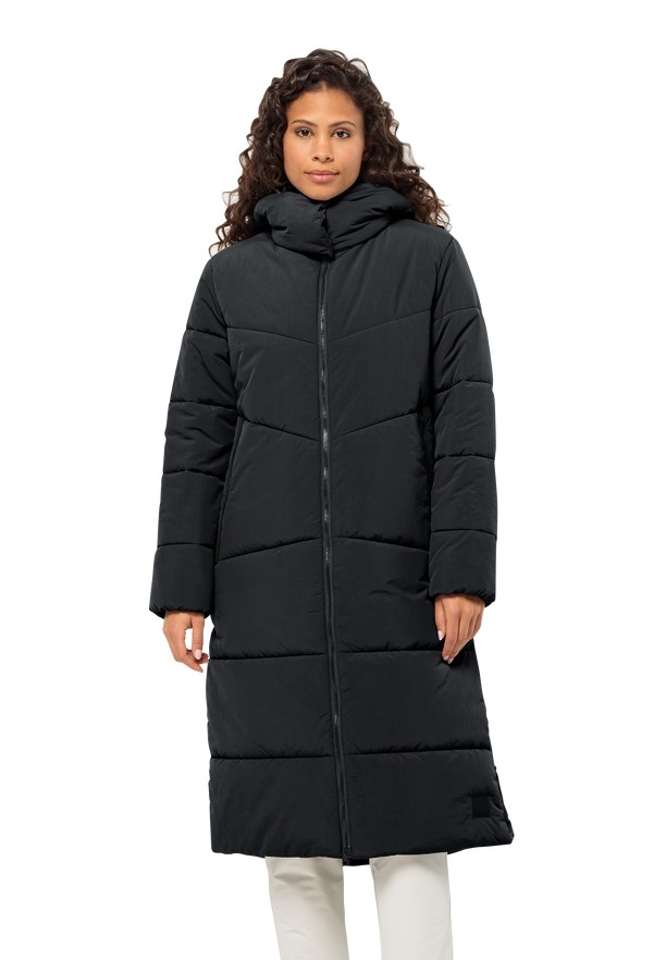 Black Women Jack Wolfskin Karolinger Long Coats | 93614891