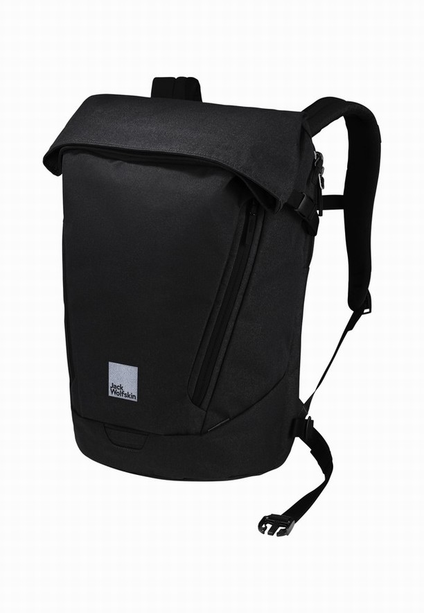 Black Women Jack Wolfskin Mainkai Rolltop Laptop Backpack | 25422580