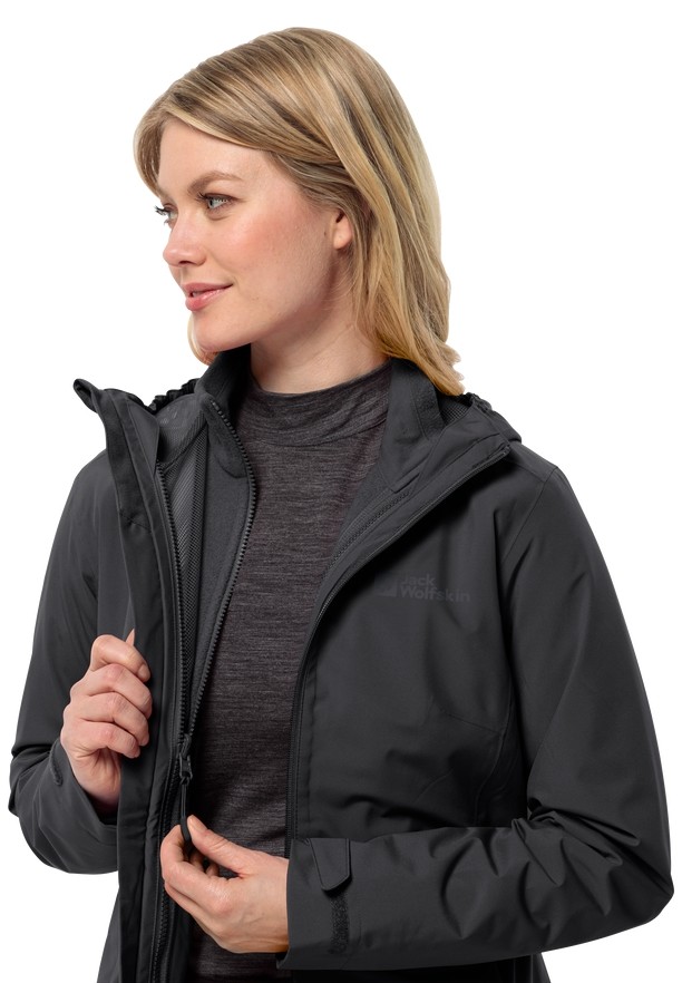 Black Women Jack Wolfskin Moonrise 3in1 Jackets | 37764960