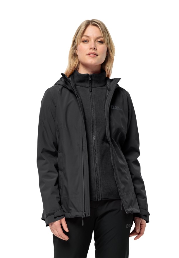 Black Women Jack Wolfskin Moonrise 3in1 Jackets | 37764960