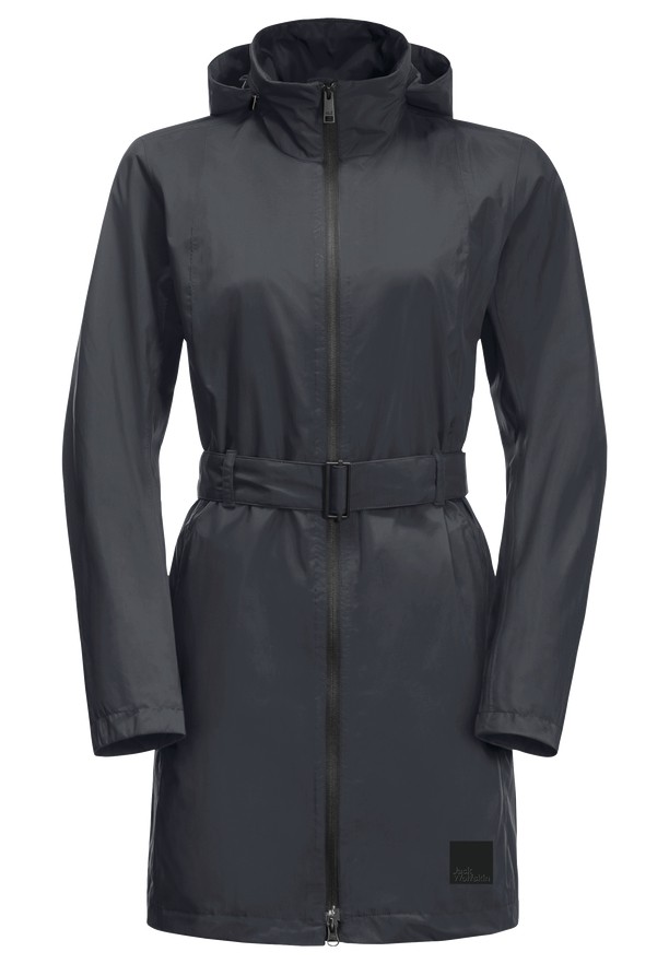 Black Women Jack Wolfskin Norden Port Raincoat | 16610867