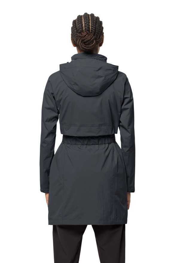 Black Women Jack Wolfskin Norden Port Raincoat | 16610867