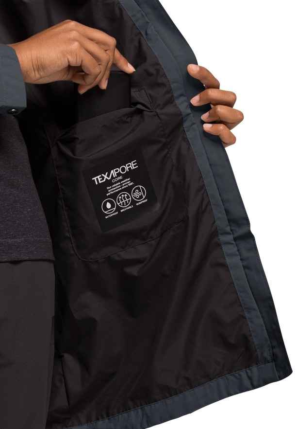 Black Women Jack Wolfskin Norden Port Raincoat | 16610867